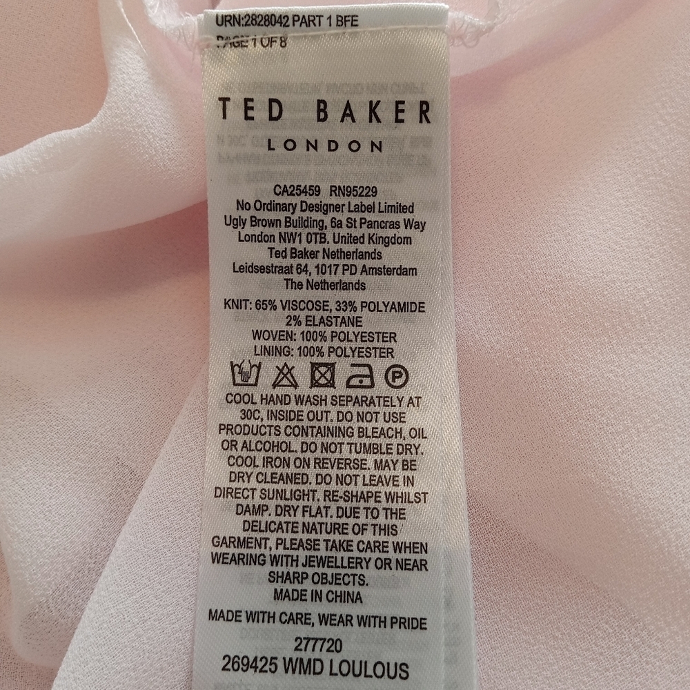 Ted Baker Loulous Cross Front Pleated Dress with Knit Bodice Coral Size 2 - Picture 13 of 15
